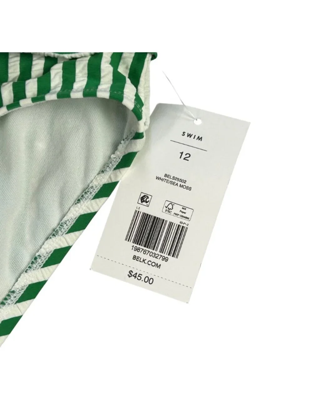 NEW Crown & Ivy Striped Halter Tankini Set Sz 12 Swimsuit Green & White Striped